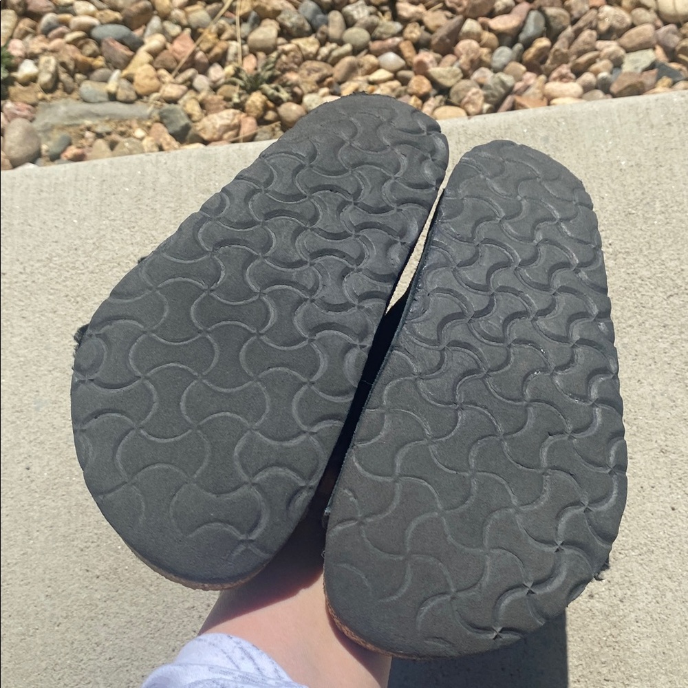 Birkenstock Black Furry Double Buckle Slide - Picture 5 of 11